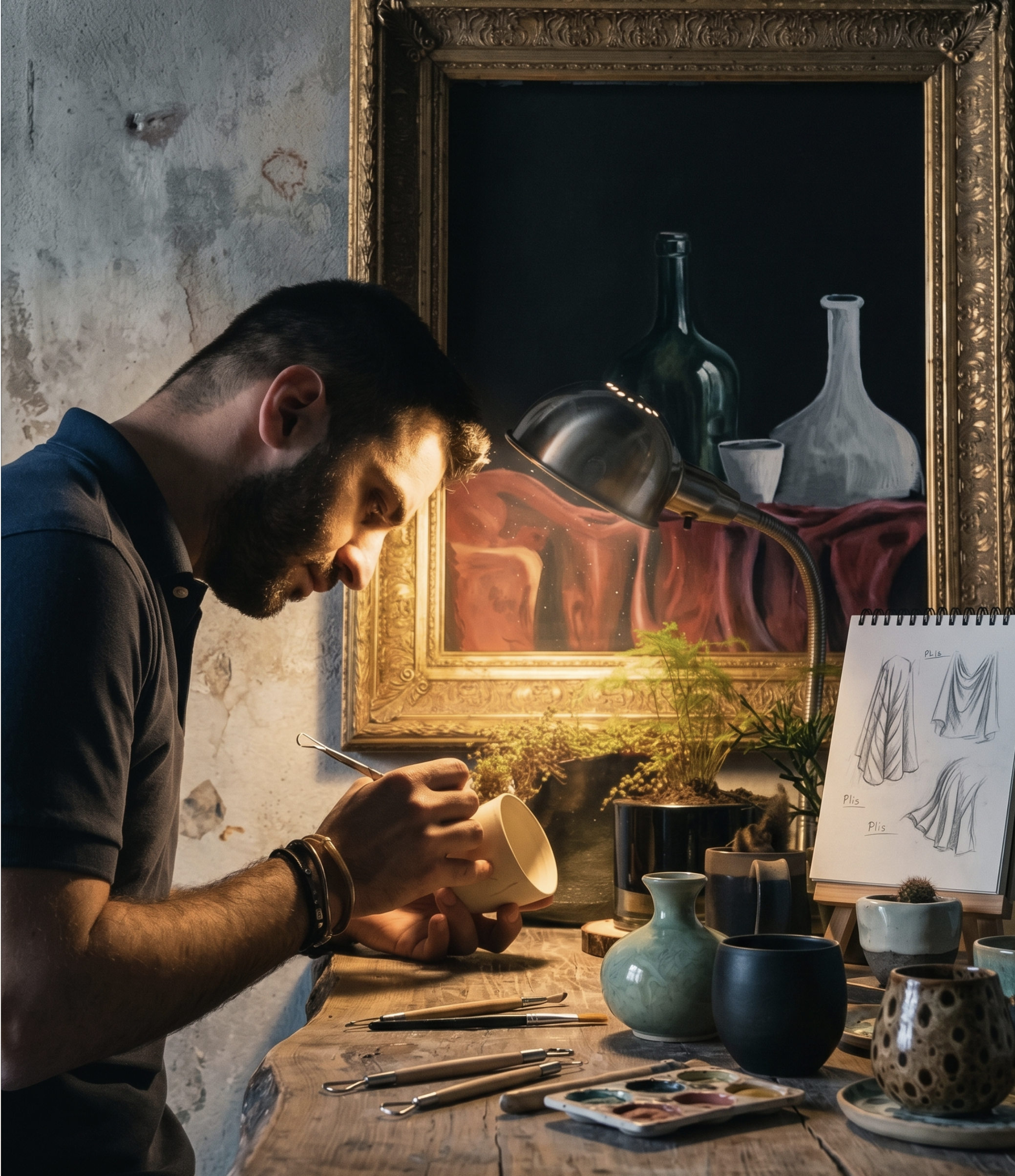 Selim Kır working in the studio